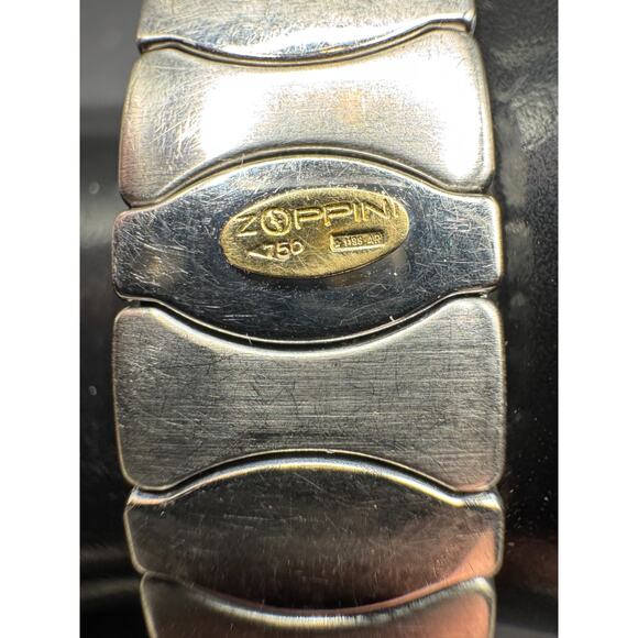 Zoppini Italy Stainless Steel 750 18k Gold Pearl Accents Stretch Bracelet - Picture 6 of 10